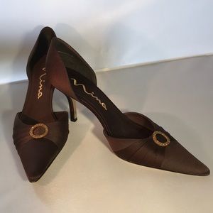 Bronze Satin Nina Pumps 8.5/38.5